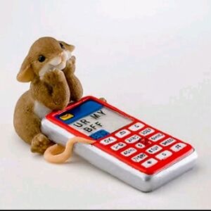 Enesco Charming Tails Mouse with Red and Silver Phone